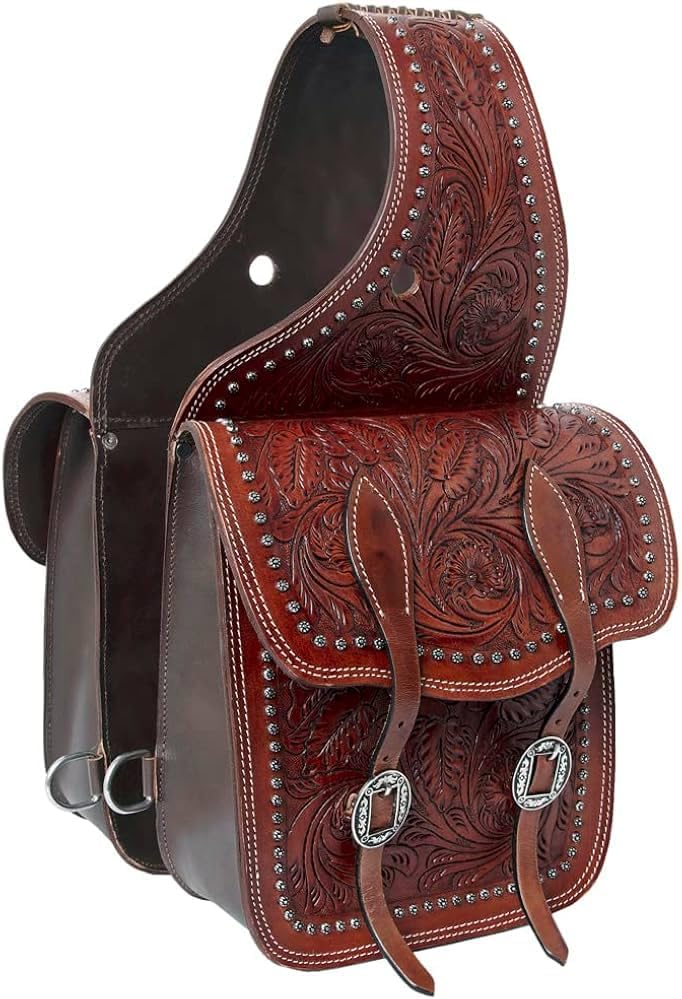 Premium Western Leather Saddle Bag for Horse Carrier Equestrian Western Horse Saddle Bag Size- Medium. Model-N0-55