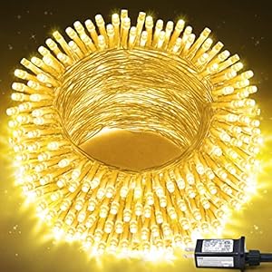 JMEXSUSS 33ft 100 LED Warm White Christmas Lights Indoor, 8 Modes Clear Wire String Lights Indoor, Plug-in Christmas…