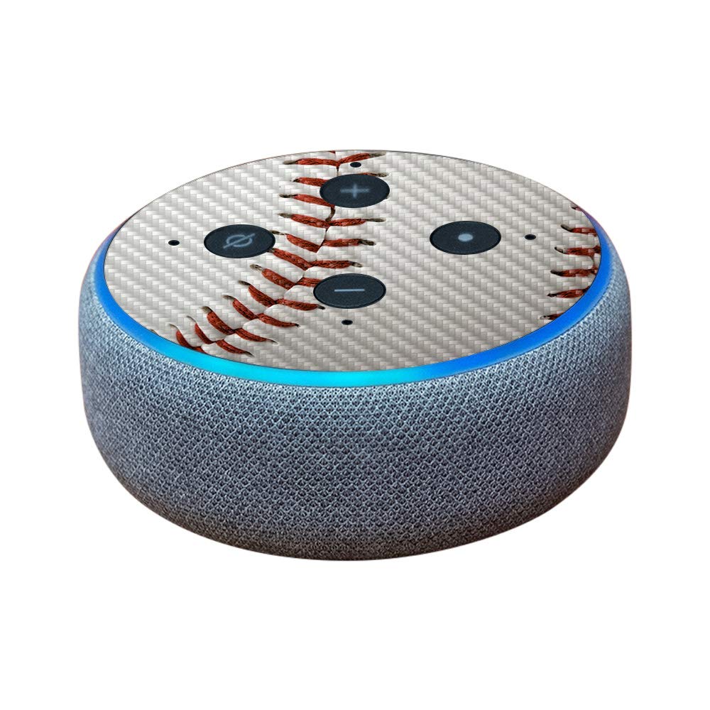 MightySkins Carbon Fiber Skin for Amazon Echo Dot (3rd Gen) - Baseball | Protective, Durable Textured Carbon Fiber Finish | Easy to Apply, Remove, and Change Styles | Made in The USA