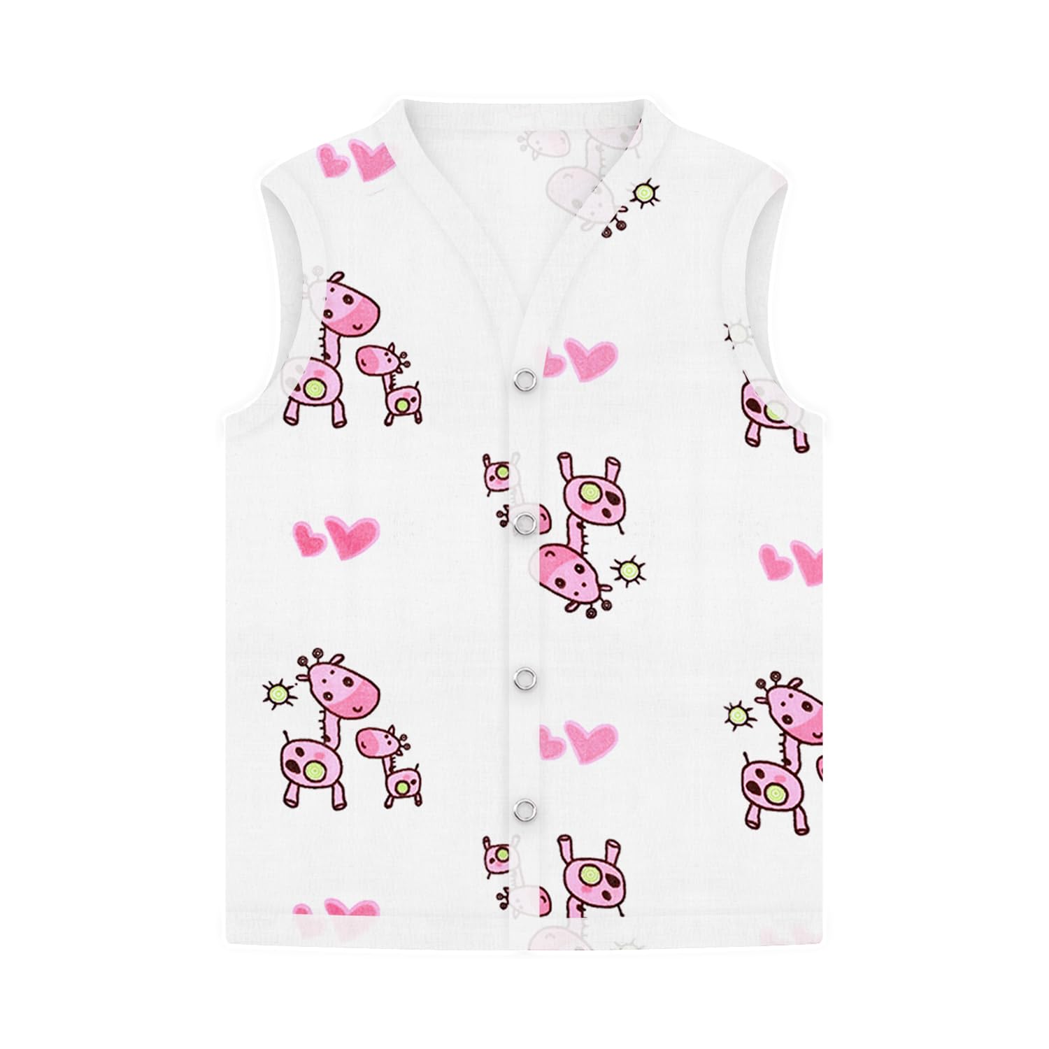 MOM'S HOME Organic Muslin Baby Jhabla Set | Unisex Cotton Vest | Pack of 5 | 0–3 Months | Soft, Breathable, Summery Prints - Image 2 thumbnail