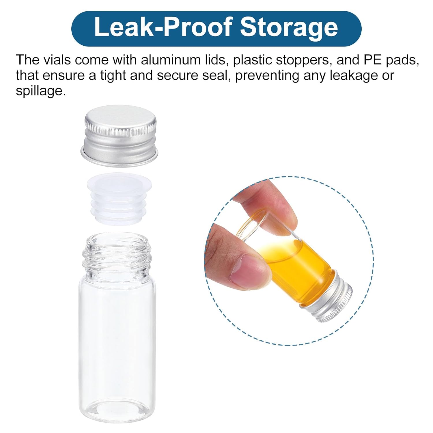 PATIKIL 10ml Clear Glass Vials, 25 Pack Small Liquid Sample Vial with Screw Caps Plastic Stoppers and 64 Labels Leak-Proof Bottles Empty Jars
