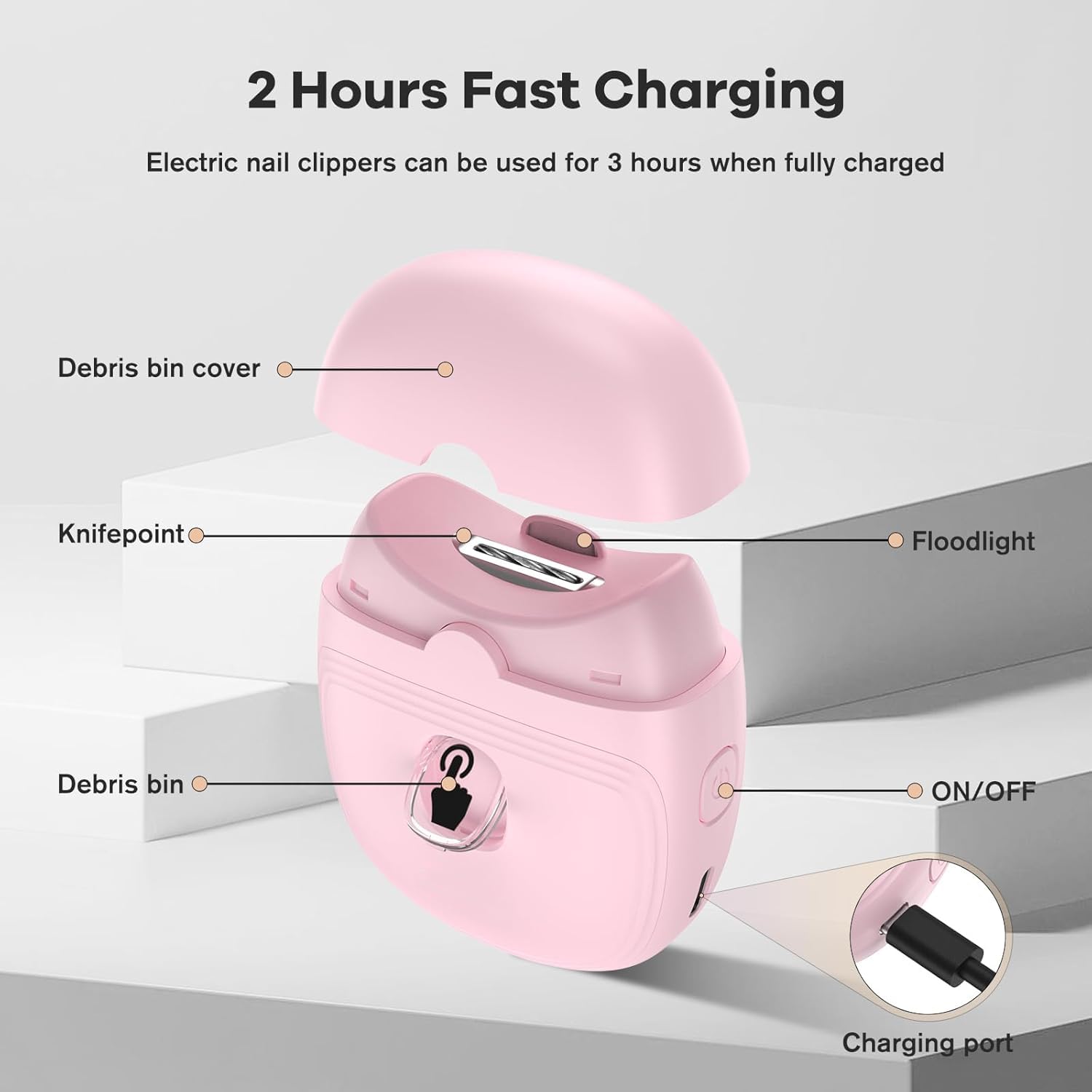 Electric Nail Clippers, Automatic Baby Electric Nail Trimmer, 2 Speed Nail Clipper - Image 4