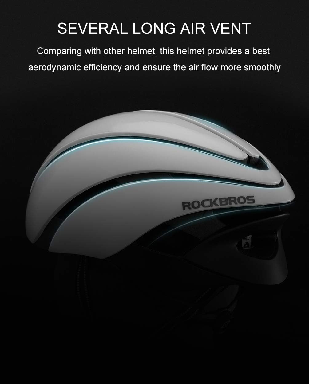 ROCKBROS Adult Bike Helmet Streamlined Aerodynamic, Comfortable Y - Shaped Strap Cycling Helmet for Men Women (58-62 cm) Reflective Adjustable Webbing for Road & Mountain Biking