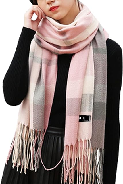 Winter Tartan Scarf - Women Long Plaid Tartan Scarves Warm Wraps Wool British Style For Ladies Spinning Tassel Shawl Long Stole