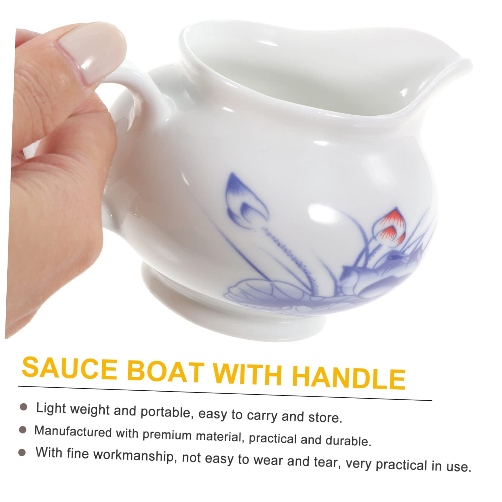 Alipis Porcelain Gravy Boat with Dripless Spout and Handle Elegant Sauce Jug for Serving Milk Cream Sauces and Dressings Restaurants and Parties