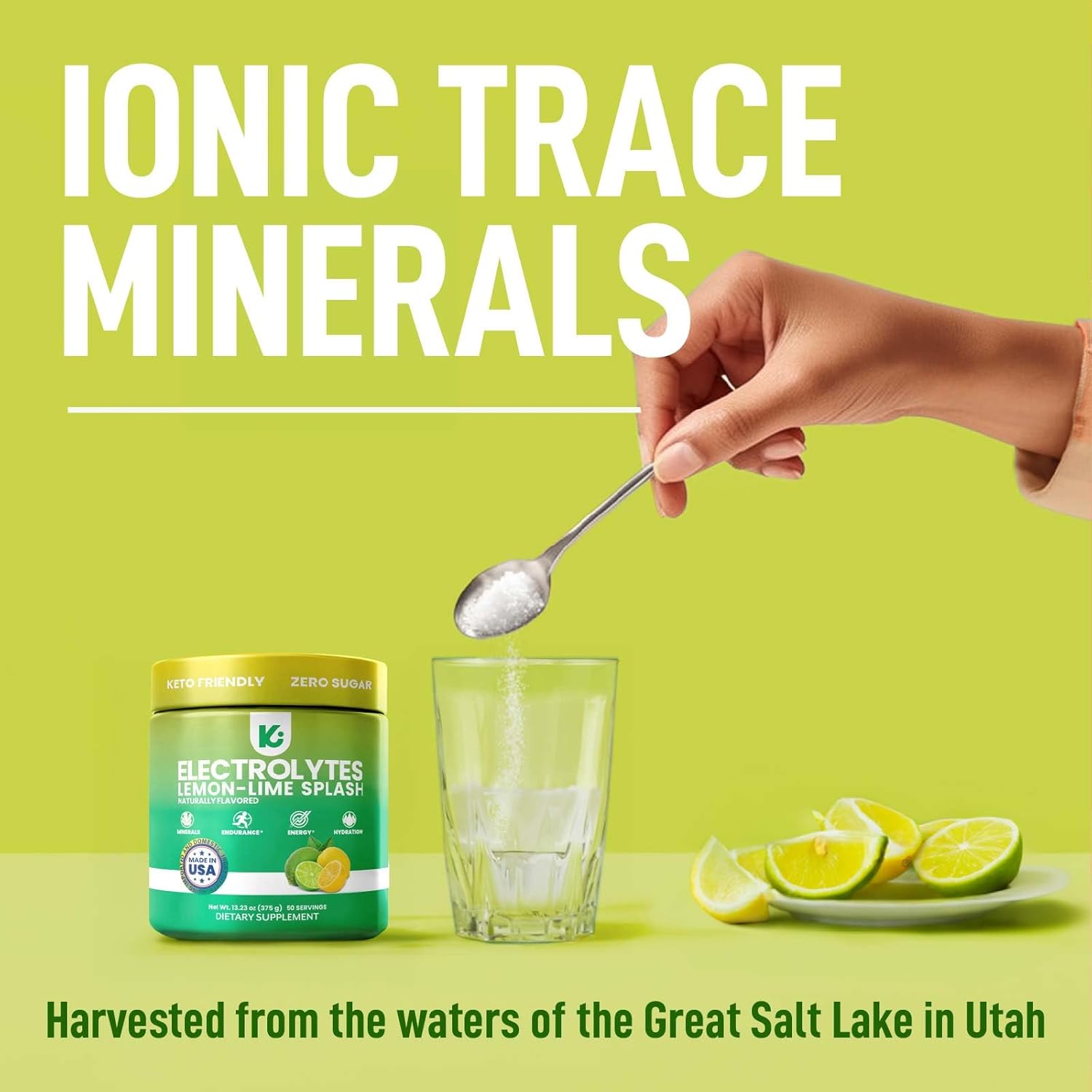 Keppi Electrolytes Powder – Lemon Lime Flavor 50 Servings – No Sugar Hydration Supplement with Potassium, Magnesium, Sodium – Keto, Vegan, Fasting-Friendly, Zero Calorie Electrolyte Drink