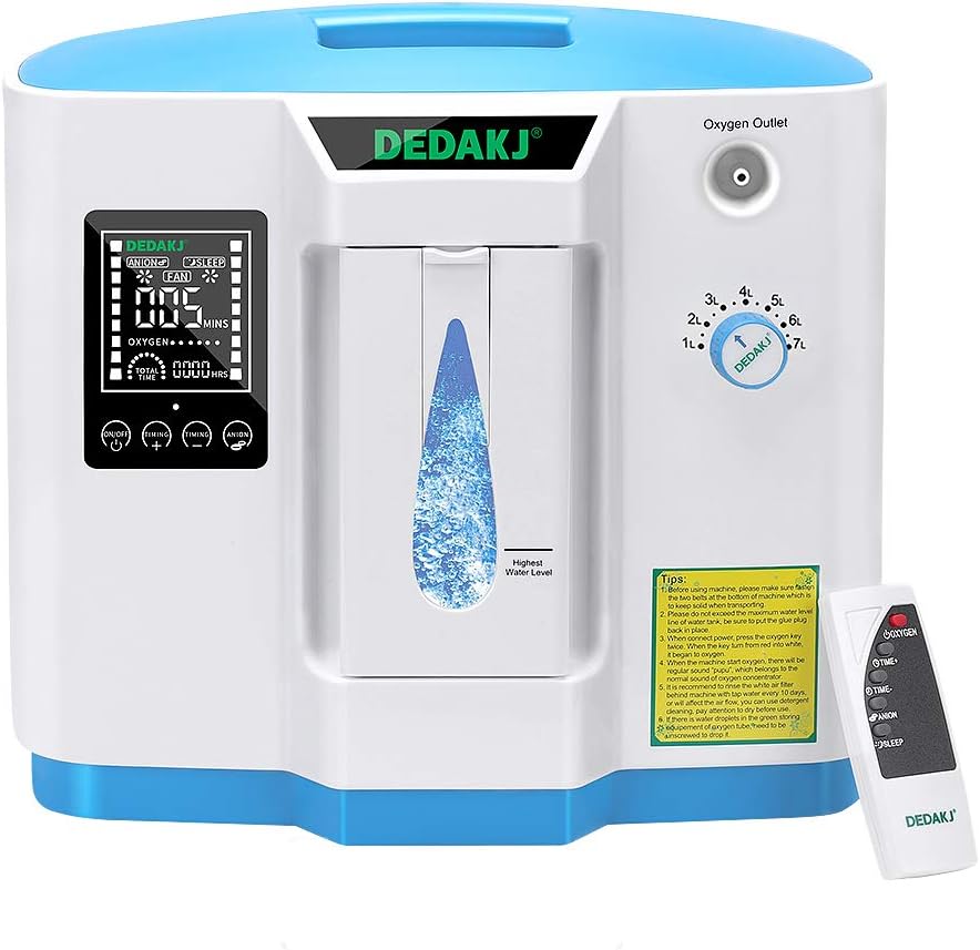 1-7L/Min Flow Oxygen Concentrator O2 Generator Portable Intelligent Home Air Purifier 93% High Purity Ac 220V Remote Control For Home And Travel Car Use,Multicolor