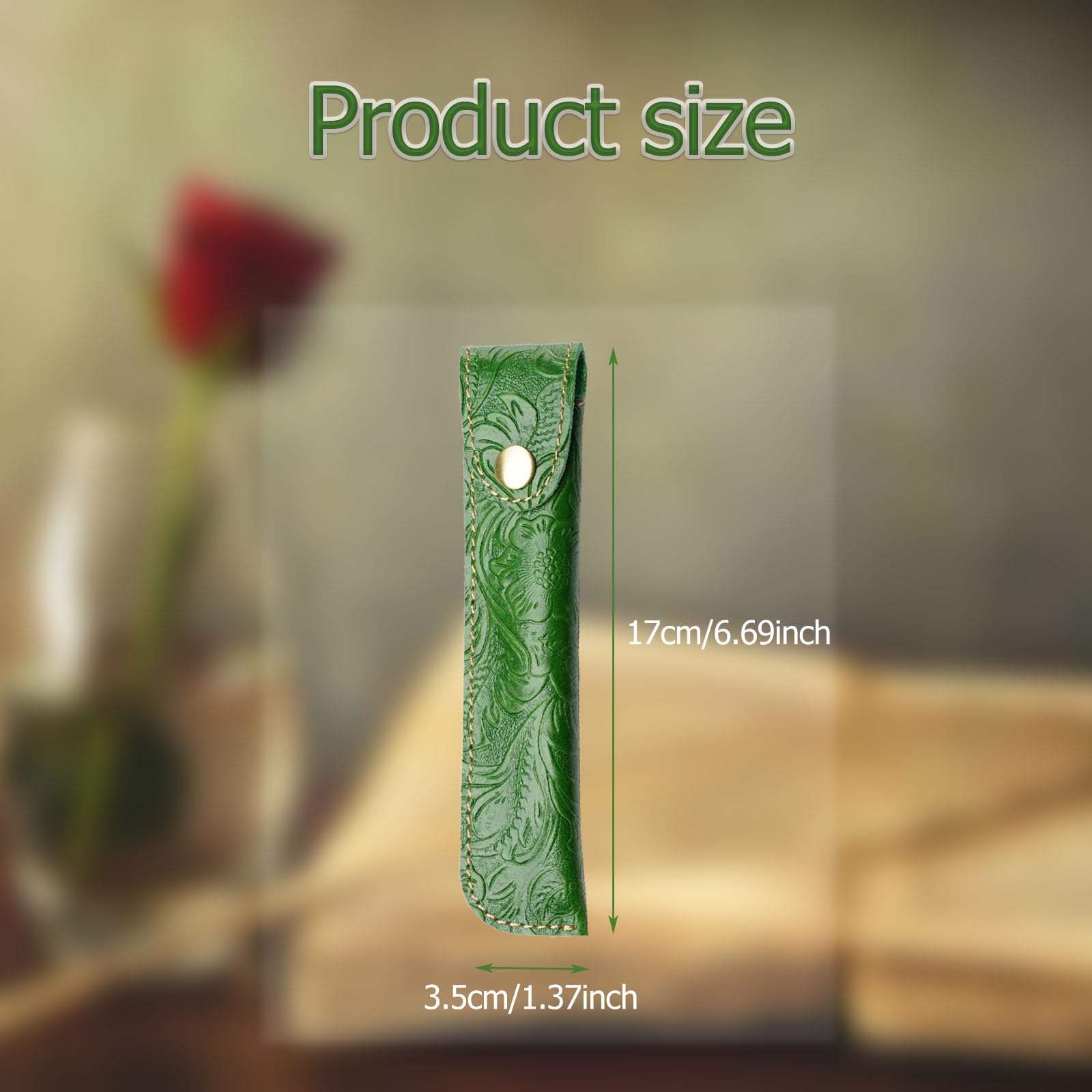 Kaizuca Leather Pen Case Holder, Protective Pen Case, Fountain Pen Holder Case, Carving Craft, with Metal Button - Image 2
