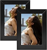 Vista 1 de Paquete de 2 marcos de fotos negros de 3.5 x 5 pulgadas, madera maciza, alta definición y exhibición versátil, perfectos para fotos antiguas
