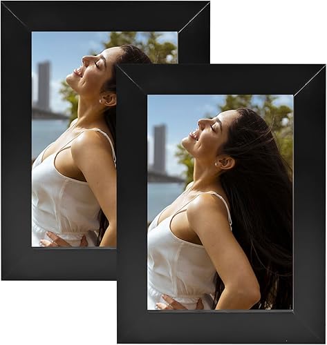 Paquete de 2 marcos de fotos negros de 3.5 x 5 pulgadas, madera maciza, alta definición y exhibición versátil, perfectos para fotos antiguas