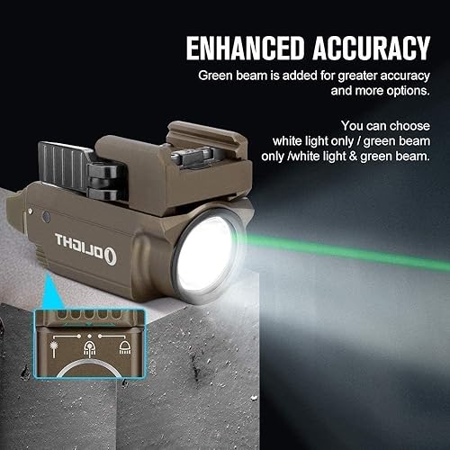 Miniatura 5 de OLIGHT Odin Mini 1250 lúmenes ultra compacto recargable Mlok Mount linterna táctica bronceado desierto, paquete Baldr Mini 600 lúmenes magnético USB