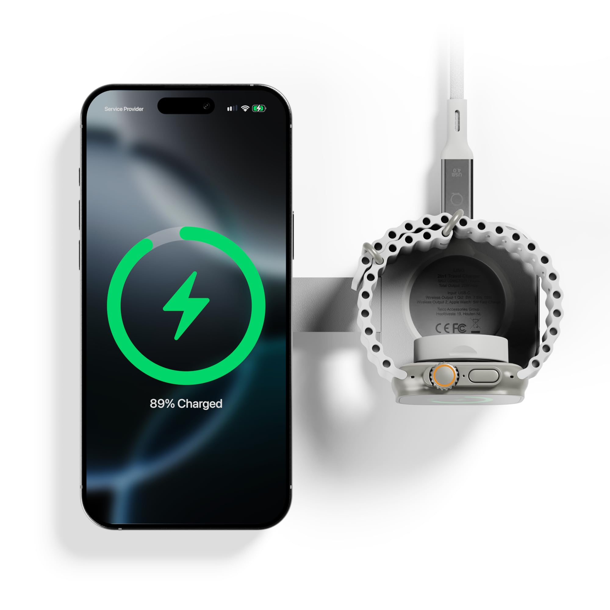 LINQ Caricatore Wireless 2 in 1 Pieghevole – Stazione di Ricarica Wireless per Smartphone e Auricolari LQTC021