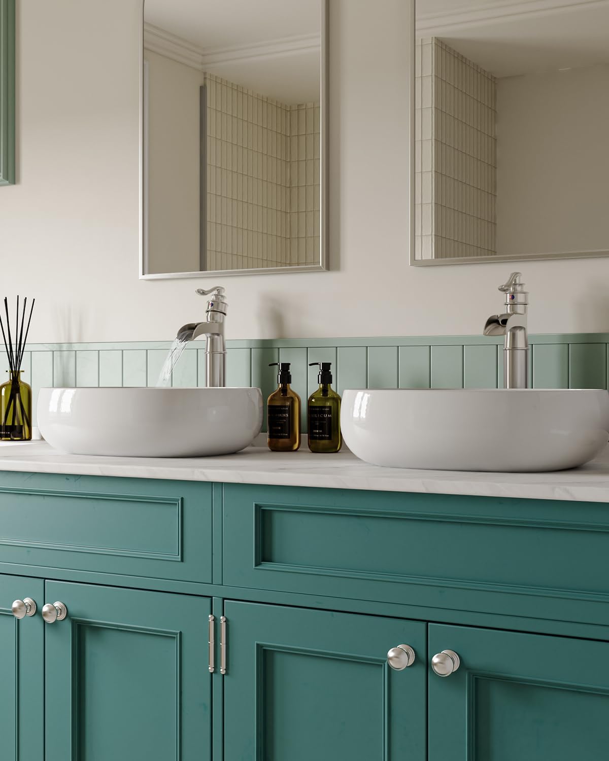 BWE Waterfall Vessel Sink Faucet Brushed Nickel Bathroom Faucet Single Handle Tall Single Hole Bathroom Sink Faucet Commercial Mixer Tap with Pop Up Drain Assembly and Supply Line