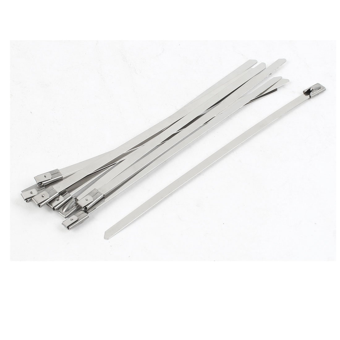 Aexit 10Pcs Stainless Clamps Steel Coated Zip Cable Tie 150x4.6mm for Strap Clamps Pipe Hose
