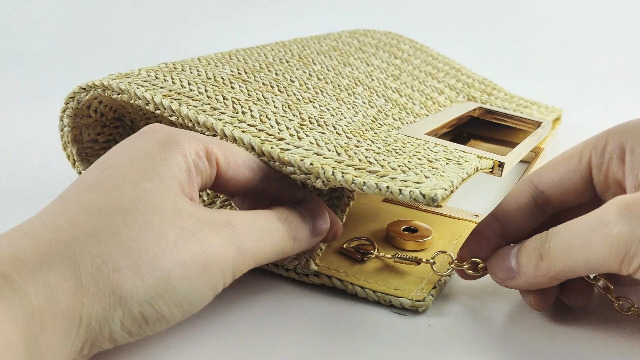 Bolso de mano tejido de rafia para mujer miniatura 7