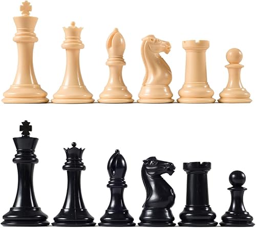 Miniatura 5 de Wholesale Chess Piezas cuádruples de ajedrez ponderadas y tablero de vinilo, piezas naturalesnegras, tablero verde - 2 jugadores, a partir de 6 años