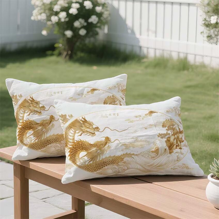 Housse coussin exterieur lin imperméable premium avec impression double face - 3
