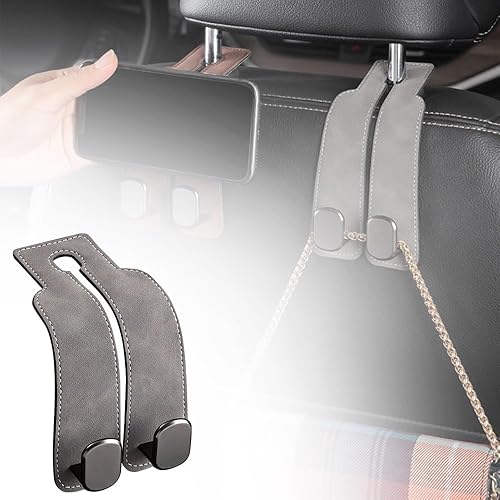 Miniatura 10 de Drkicsy Gancho doble para respaldo de asiento de automóvil, reposacabezas de asiento de automóvil, ganchos dobles y soporte para teléfono celular,