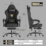Ferghana Velvet Fabric Ergonomic Gaming Chair with Footrest and Massage, High Back Reclining Computer Gamer Chair for Adult, Racing Style PC Video Game Chair Suitable for Home Office (Black)