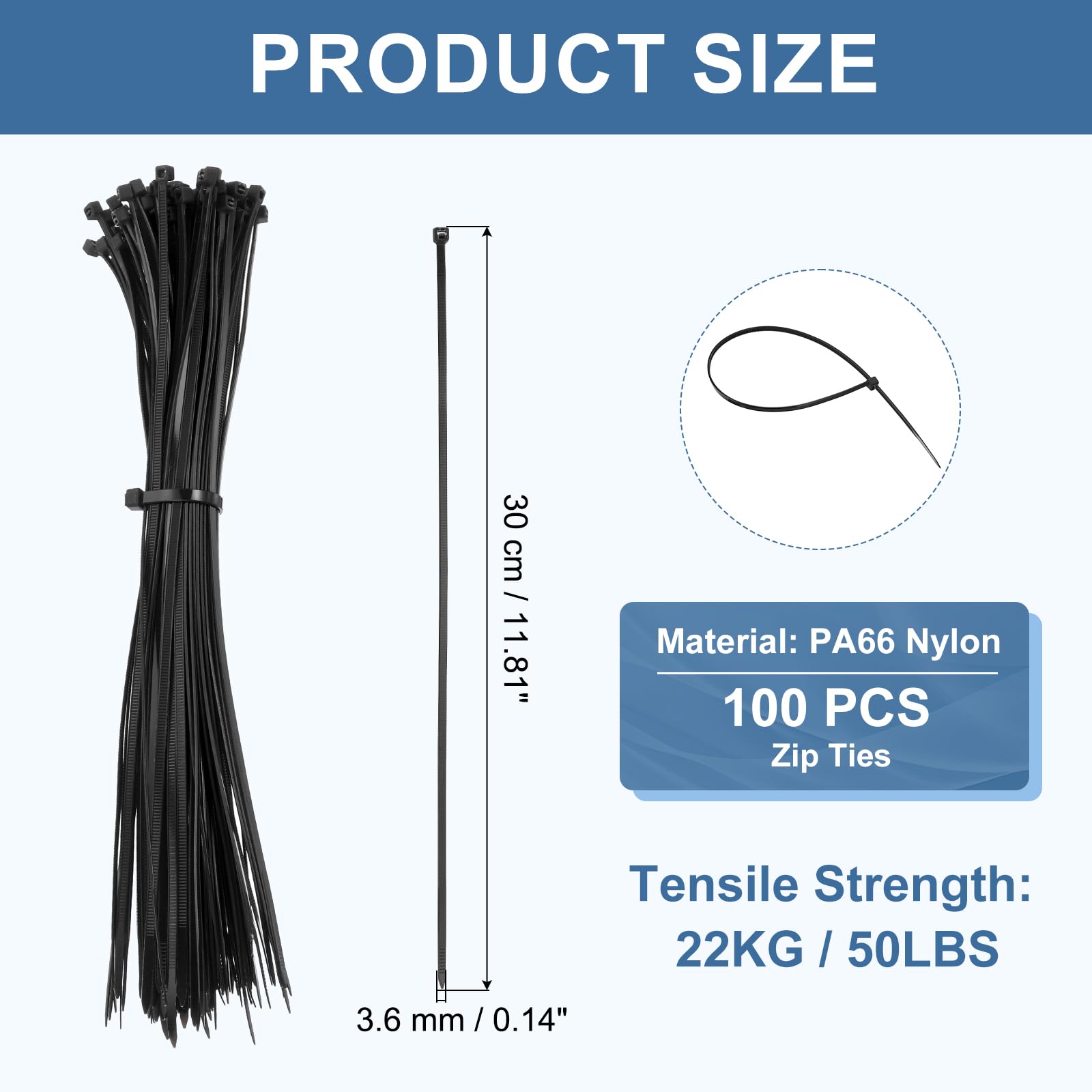 PATIKIL Cable Zip Ties 12 Inch - Image 2