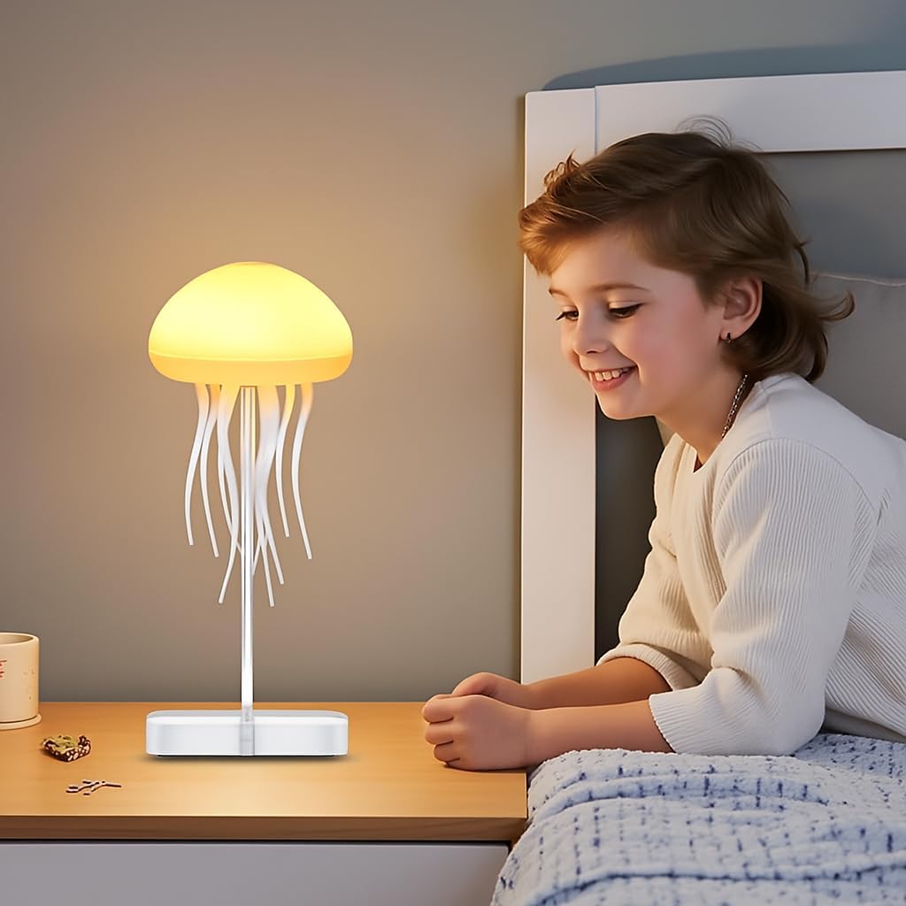 Jellyfish Motion LED Lamp, Multi-Color LED, USB-C Rechargeable, Dual Mount Design with Hanging and Standing Options