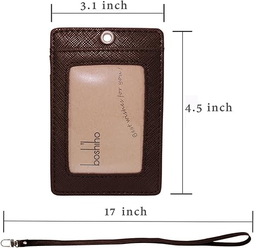 Vista 88 de Boshiho. Funda vertical, de piel, para tarjeta de identificación con cordón resistente., Bolso