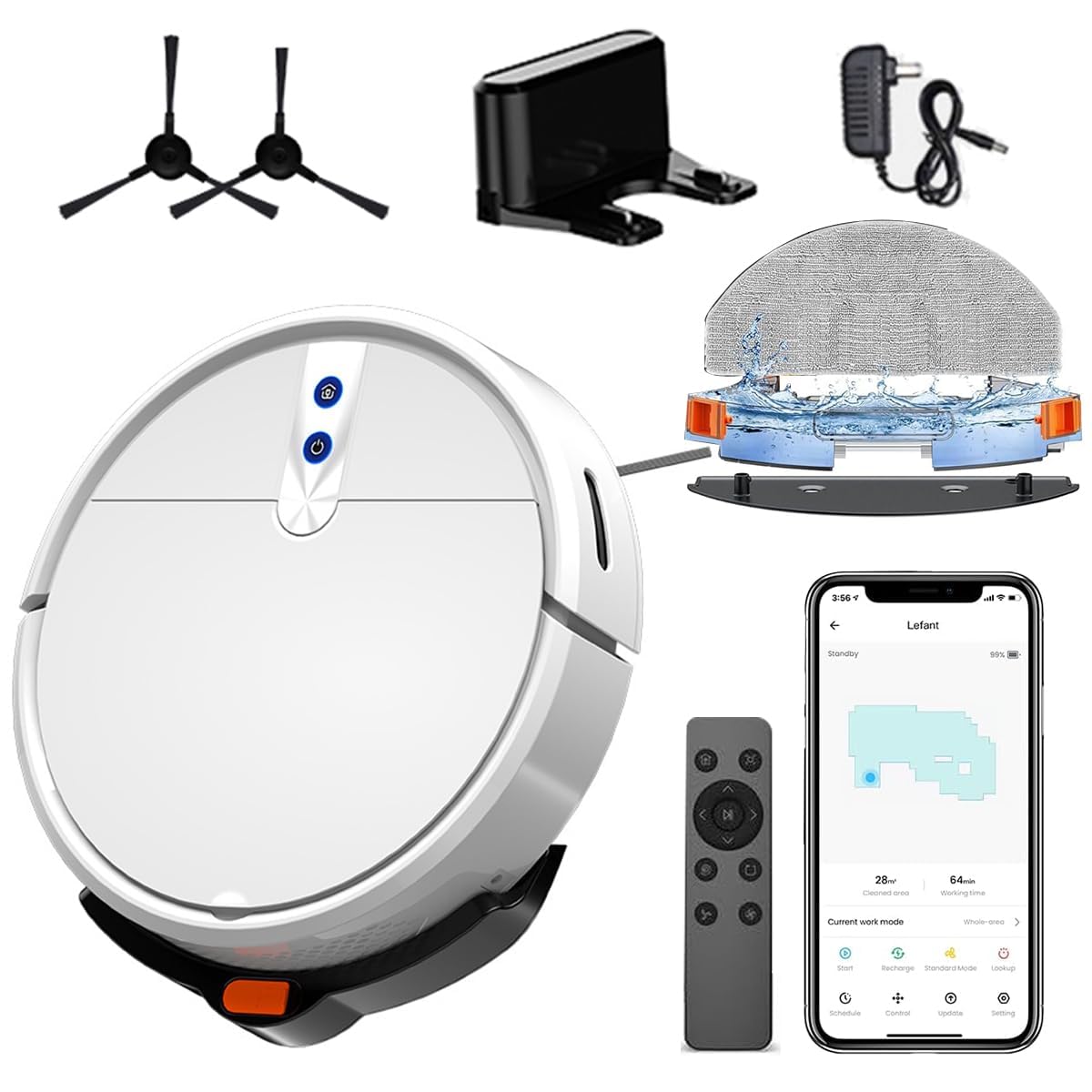 Aspirateur robot vadrouille 3 en 1 petit aspirateur robotique fin et compact