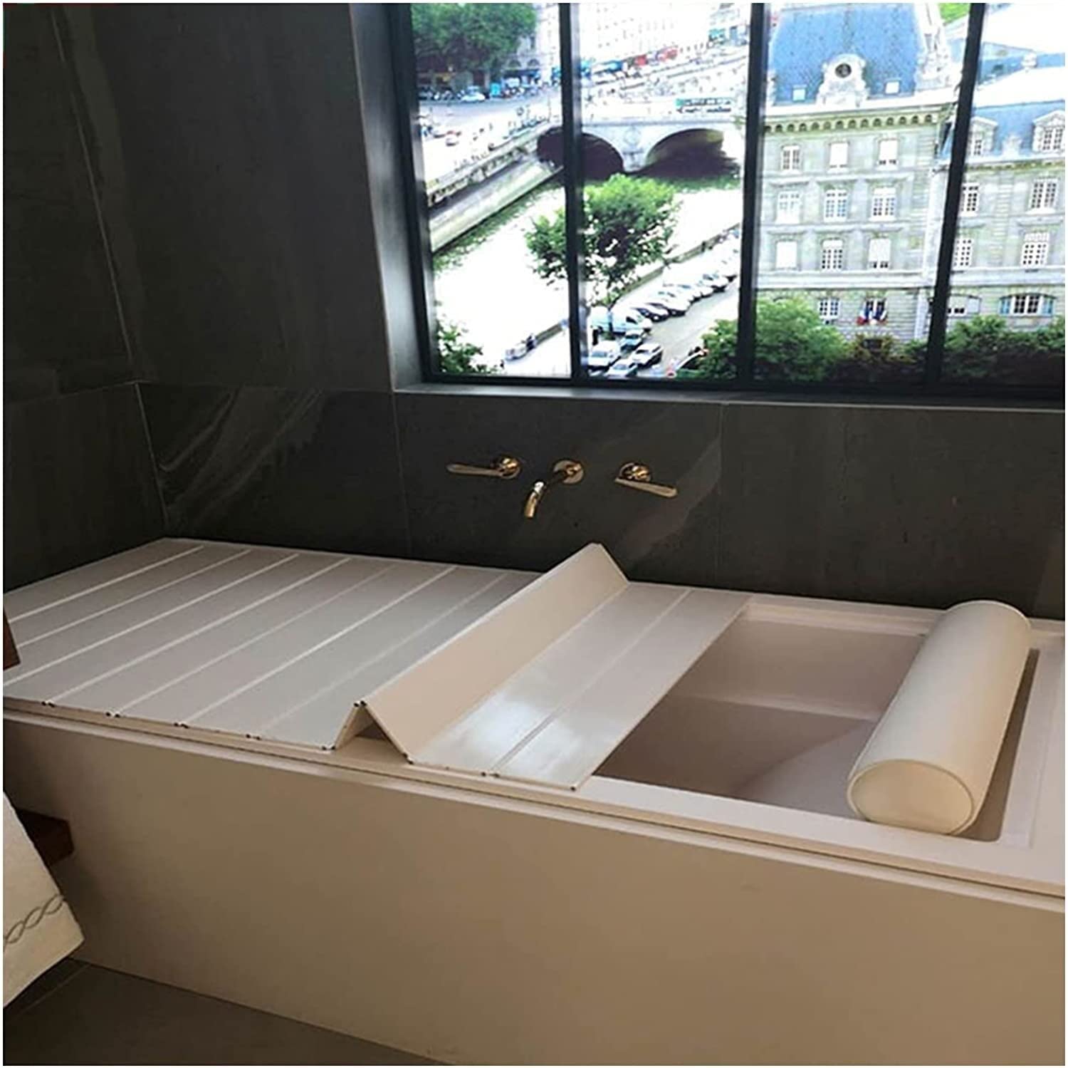 Couvercle de baignoire multifonction blanc 175x75cm JATIBOSH PVC