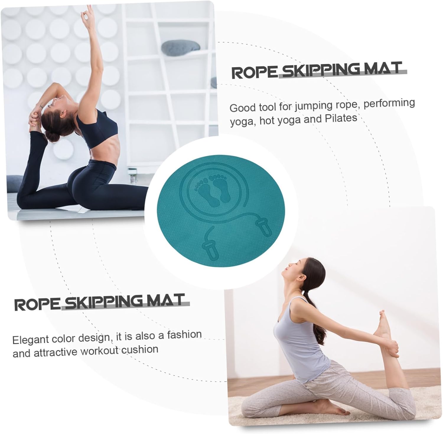 Tpe Anti-slip Jump Rope Mat Thick Shock Absorbing Mute Fitness Cushion for Indoor Exercise Yoga Pilates Home Workout Floor Pad Blue