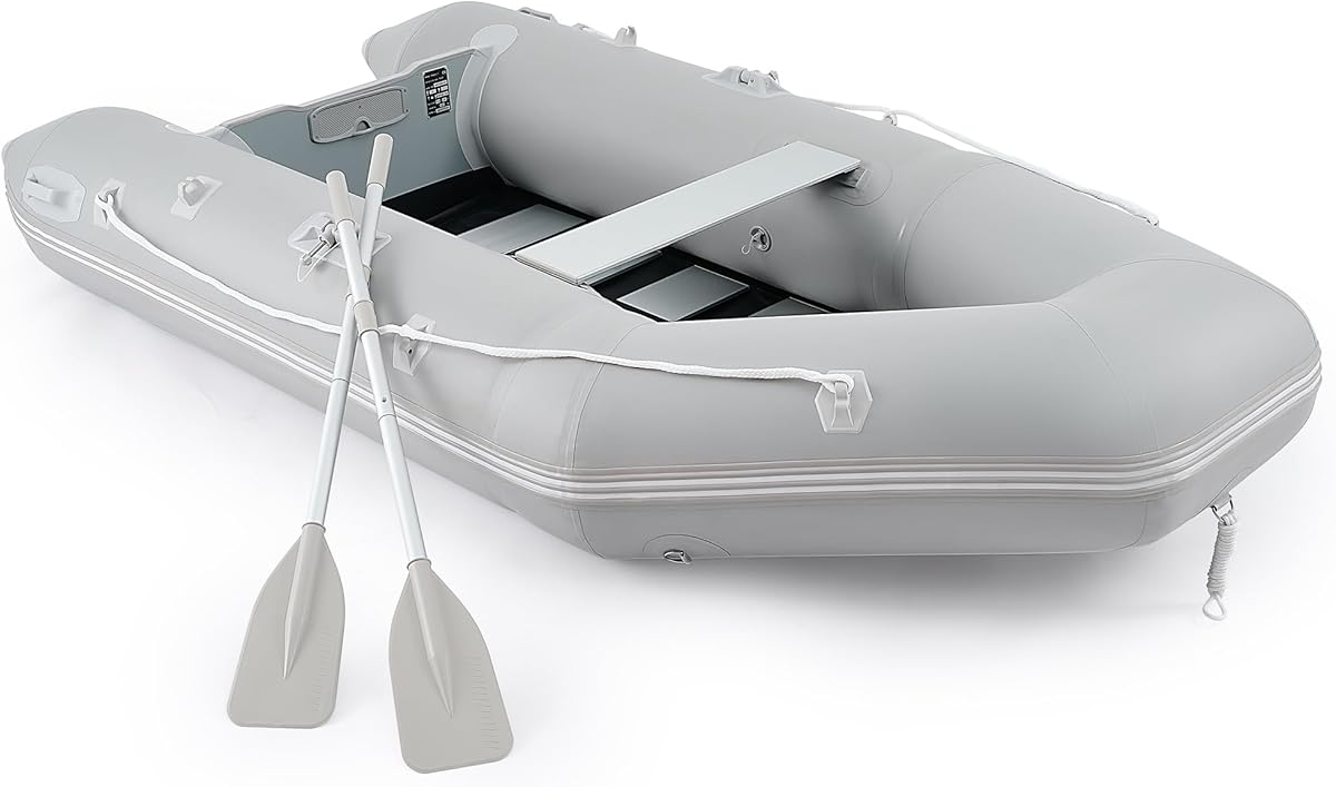 CO-Z 10ft Inflatable Dinghy Boat for 4 Adults, 990lb Capacity Heavy-Duty PVC Raft with Aluminum Floor & Oars, Motor Mount, Kayak-Style Tender for Fishing, Rescue & Water Sports