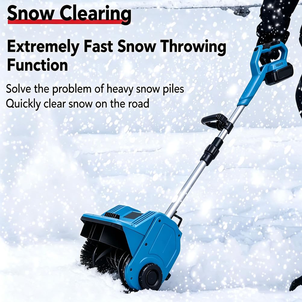 Souffleuse à Neige Électrique Télescopique Pliable, Compacte avec 2 Batteries et Chargeur