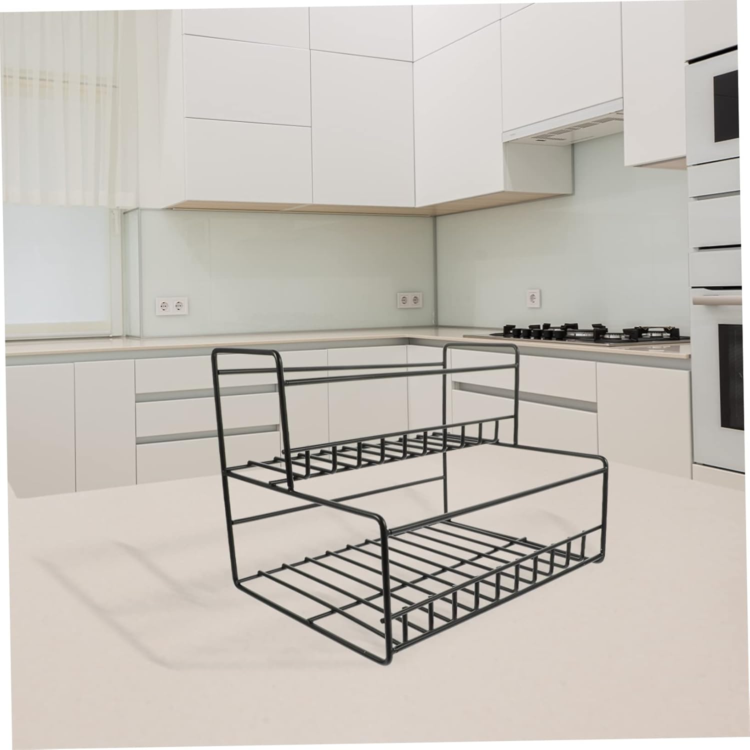 IMIKEYA Coffee Syrup Wire Rack 3-Tier Kitchen Storage Organizer for Syrup Bottles Dressing and Jam Sturdy Metal Design for Pantry and Countertop Use