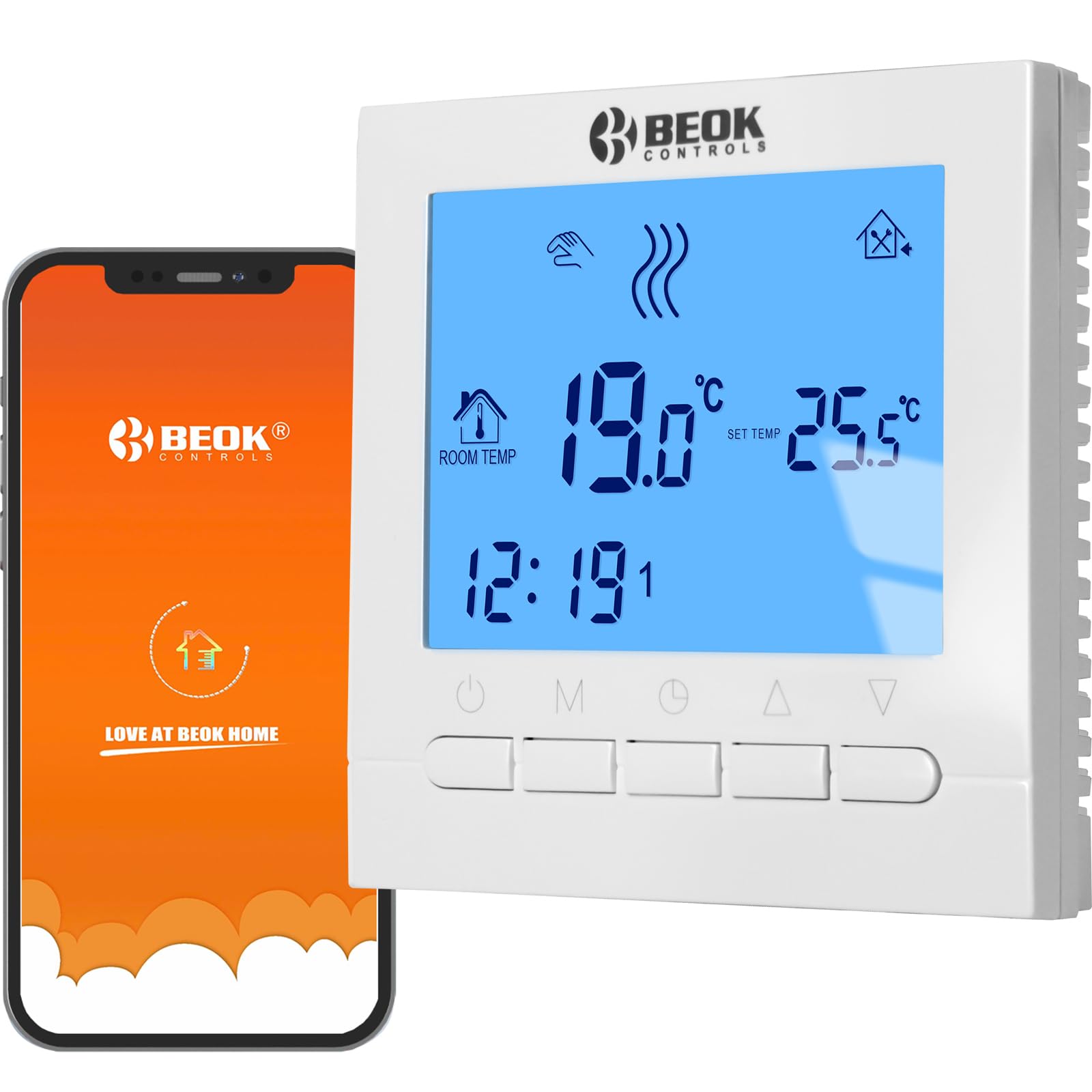 BEOK CONTROLS Termostato Calefaccion WiFi para Calderas Gas/Agua,Inteligente Termostato de Habitación con Control de Voz Programable para Calefacción de Suelo Compatible con Alexa,Google 3A AC220V BOT-313WIFI