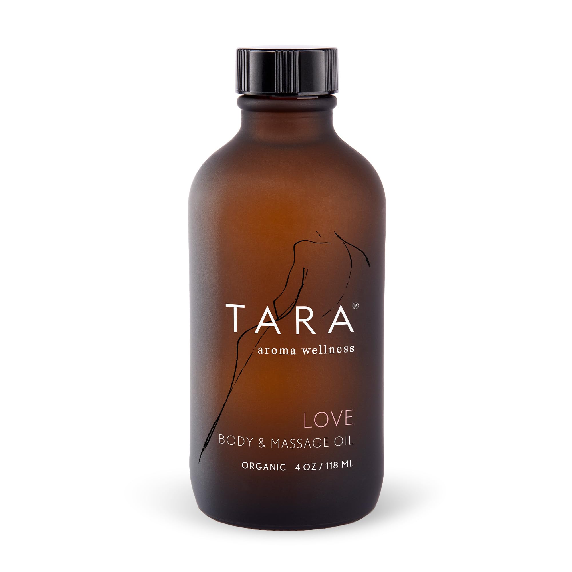TARA Spa Therapy Love Body &amp; Massage Oil – Premium Organic Oil for Nurturing &amp; Sensuality, 100% Pure Essential Oils, Rose, Jasmine &amp; Ylang Ylang, 4 oz