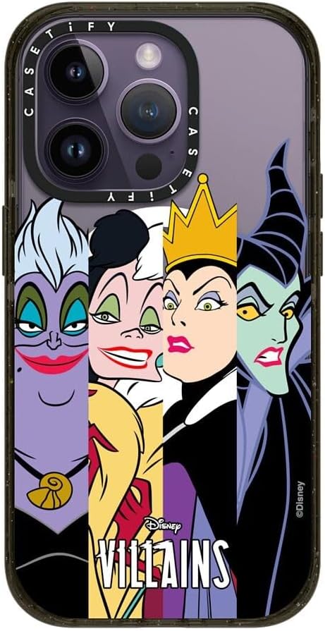 CASETiFY Impact iPhone 14 Pro Case [Villains Co-Lab / 8.2ft Drop Protection/Magsafe] - Disney Villains - Clear Black