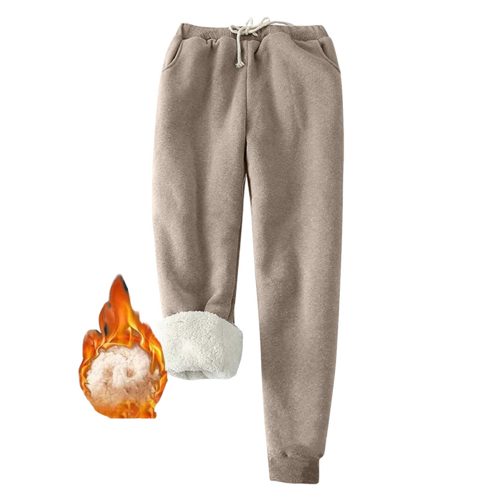 Ogiraw Sweatpants Women Fleece Lined Winter Warm Joggers High Waist  Athletic Jogger Pants Thicken Outdoor Pants with Pocket