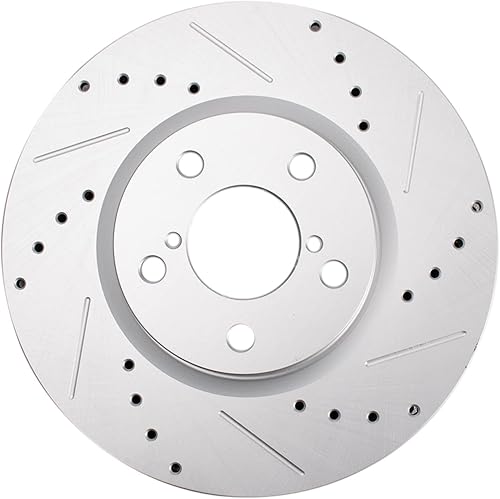 Miniatura 3 de Juego de rotores de freno recubiertos ranurados perforados delanteros de rendimiento para Subaru Impreza