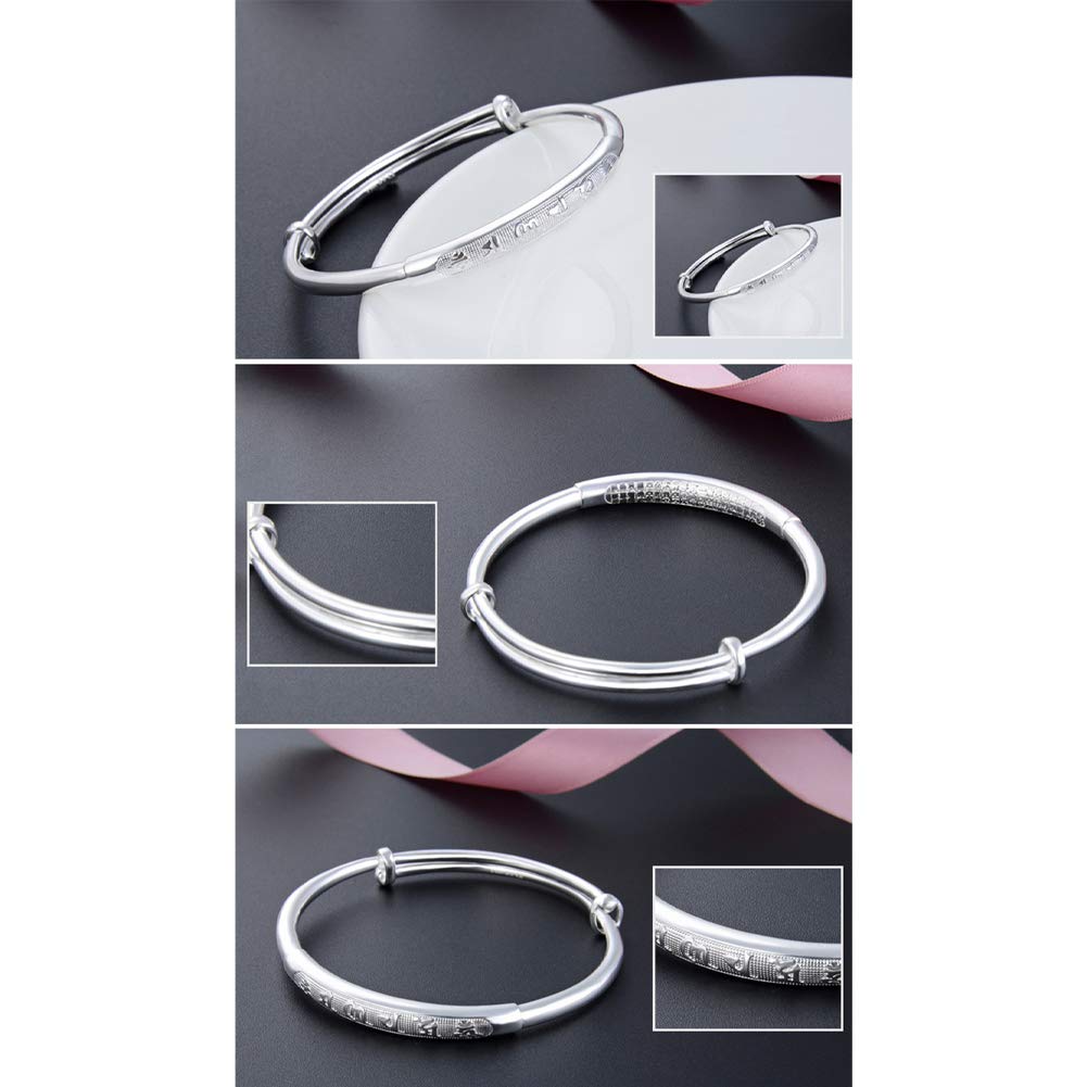 AKT 925 Brazaletes de Plata Esterlina Pulsera de Plata con Dije Ajustable Bangle para Joyería de Mujer