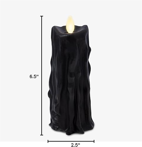Miniatura 7 de Luminara Vela LED sin llama de cera pesada, color negro de 2.5 x 6.5 pulgadas, función de temporizador, pilar de cera real, funciona con pilas, sin