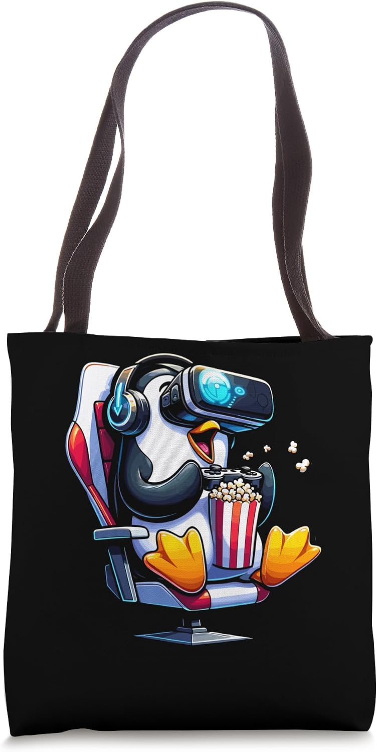 Gamer Bulldog Popcorn Gaming Chair Headphones Games Player Tote Bag