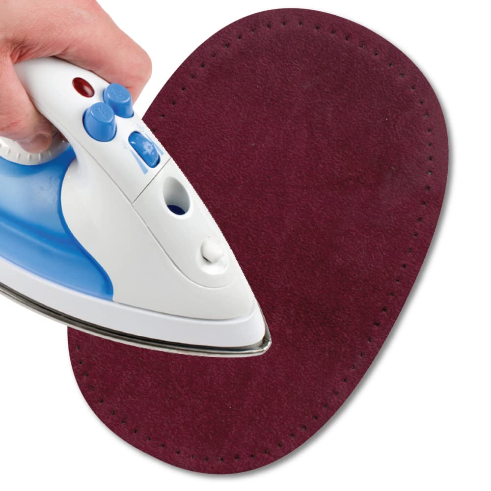 USIT, 2pcs Iron-On Mock Suede Patches, 6"x4", Ideal for Repairing Trousers, Jackets and Shirts, Unalterable Dyes, Bordeaux — image 1