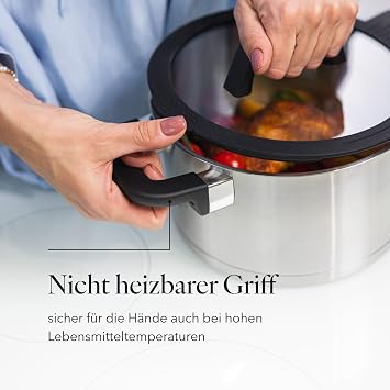 FLORINA Kochtopf Set CHEF I Kochtöpfe mit Deckel und Stieltopf I Messbecher Ausgieß Spülmaschinengeeignet Ideal für Induktionsherd Gasherd Elektroherd