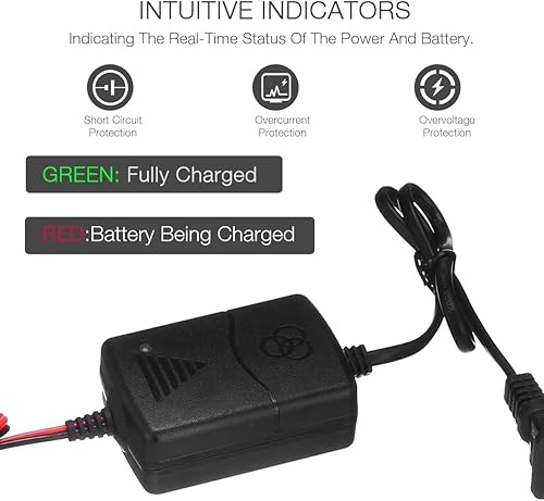 Miniatura 3 de Cargador de batería de coche de 12 V 1 A, cargador de batería de mantenimiento para barcos, motocicletas, cuatrimotos, cortacéspedes de montar y