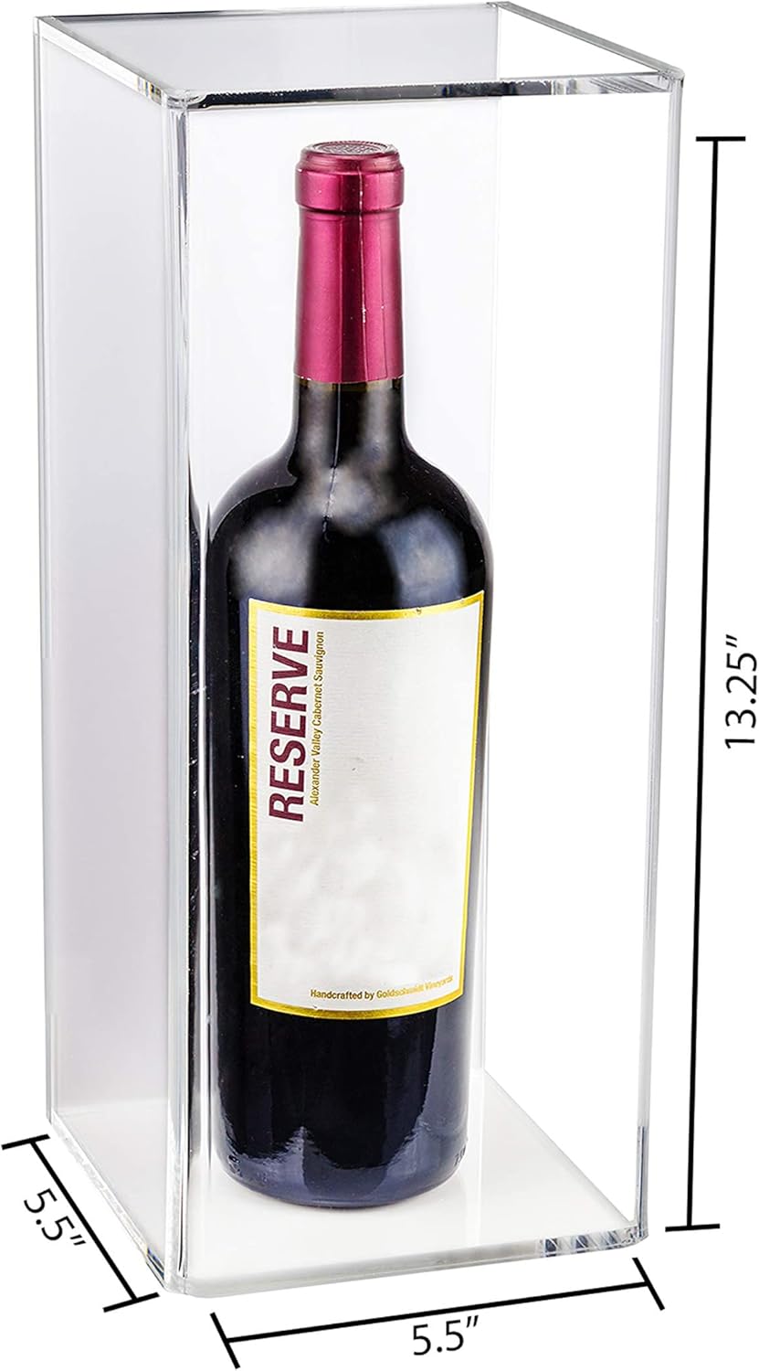 Acrylic Display Case with White Back & Wall Mount Vertical or Horizontal Display Cases for Figures & Memorabilia, Wall Mounted Display Case Clear Showcase Dim: 5.5" L x 5.5" W x 13.25" H (A017-WB-WM)