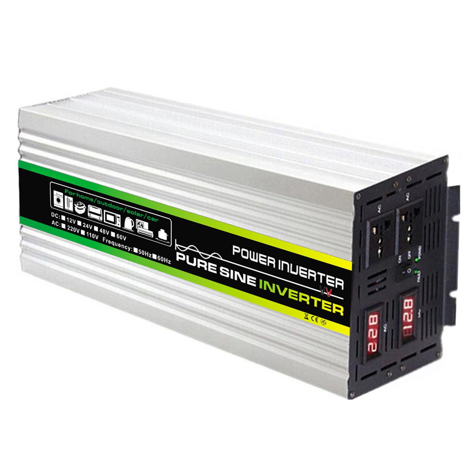 Falownik 3000W Przetwornice Samochodowe Do Pojazdów Ciężarówka Z Portem ładowania USB,Przetwornica 12V/24V/48V/60V Na 220V Przetwornica Z Gniazdami Prądu Przemiennego Inwerter(Size:60V)