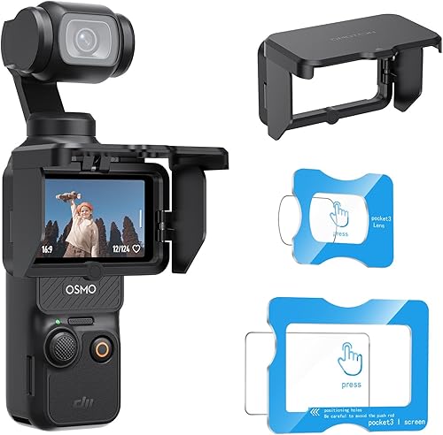 OMOTON Protector de pantalla para DJI Osmo Pocket 3 + cubierta de parasol de pantalla autoemergente, plegable, antirreflejos y kit de accesorios