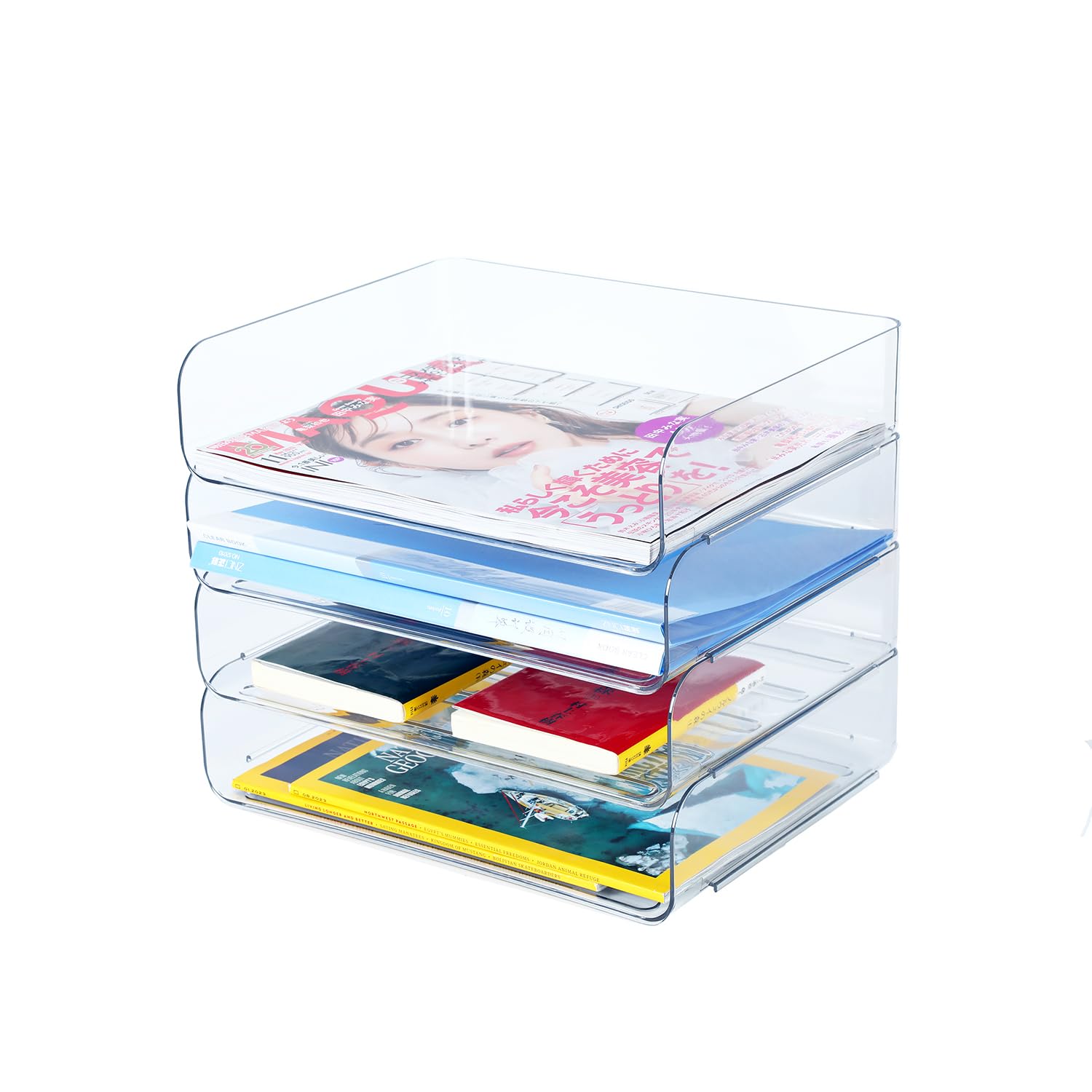 Amazon.com: 4 Tier Stackable A4 Paper Trays, Office Desk File Holder ...