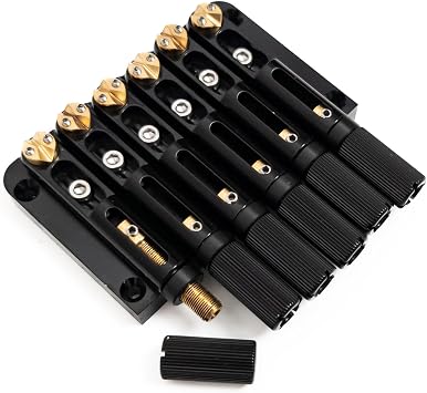 6 String Headless Guitar Bridge Tailpiece Retro Style Fixed Copper Saddle Tremolo System,Compatible Most Headless Electric Guitar Fits Strandberg/Steinberger Style Builds with Full Mounting Kit
