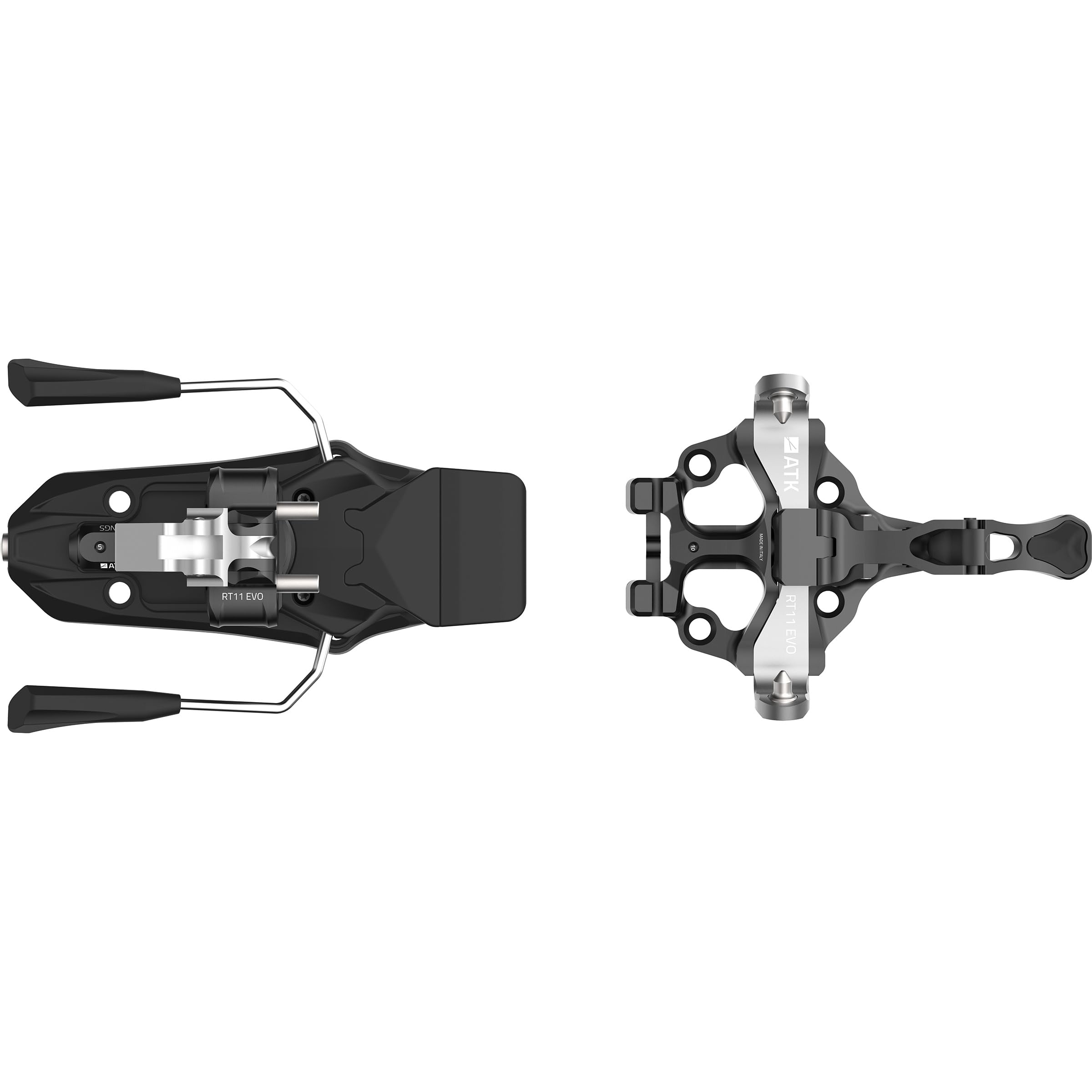 ATK Bindings RT 11 Evo Fixations de randonnée unisexes, noires, 102 mm