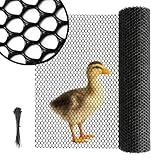msymsyu 6Mx40CM Gartenzaun Netz Schwarz Hühnerdraht Kunststoff Kaninchendraht 1er Volierendraht Katzenzaun mit 30 Stk Kabelbinder Wühlmausgitter für Einzäunung und Abgrenzung Hühnerstall Gartenschutz